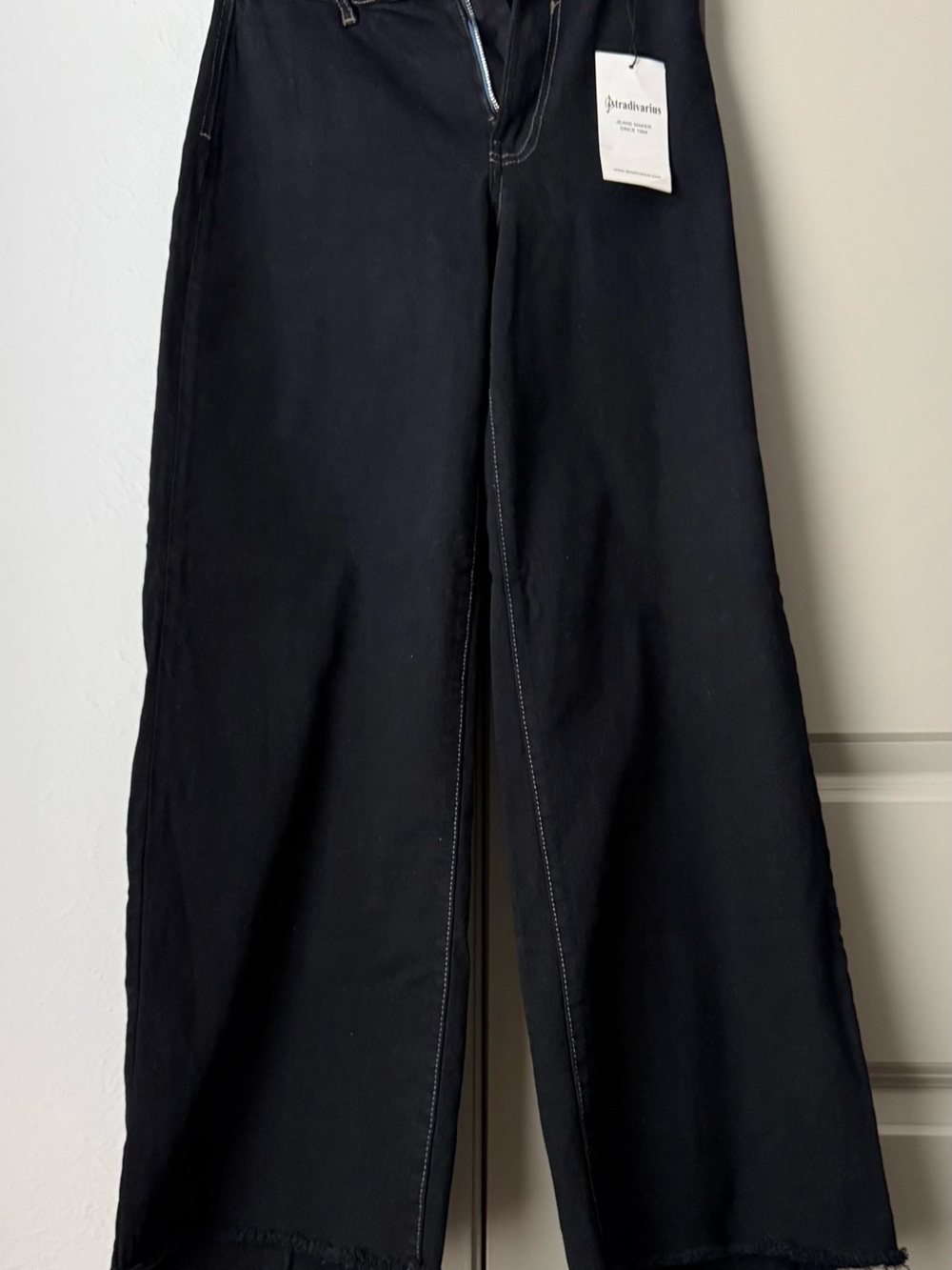 stradivarius Black Wide-Leg Chinos